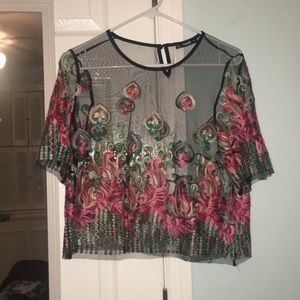 mesh see through patterned top